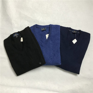 Brooks Brothers布克兄弟男士高端秋冬V领羊绒打底针织经典款毛衣