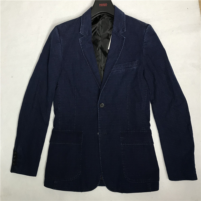 XS码DKNY唐可娜儿纯色休闲青年男士经典收腰单西西装西服正装外套