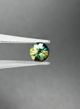 天然圆形蓝宝石裸石戒指吊坠绿蓝黄蓝宝双色花色水鸭绿火彩teal