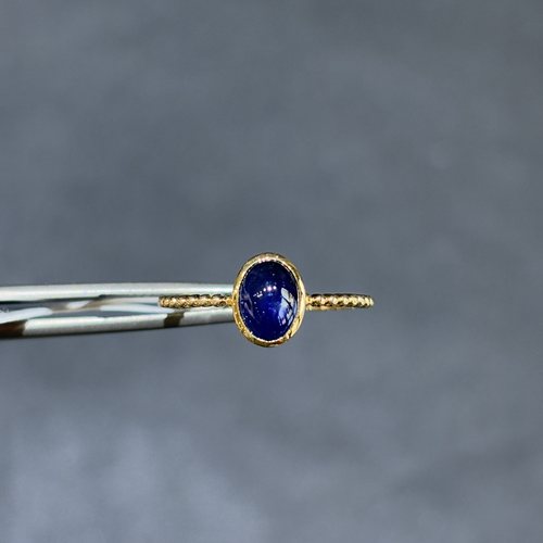 18k金天然蓝宝石戒指深蓝复古