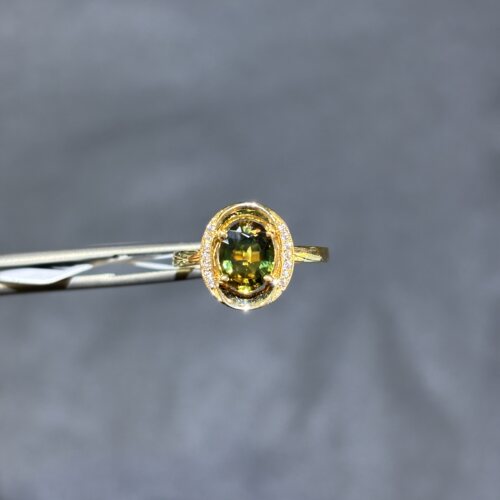 18K金天然蓝宝石渐变女戒