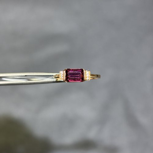 珠宝密语18k金天然红碧玺戒指