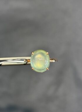 18k金天然素面葡萄石戒指极简风
