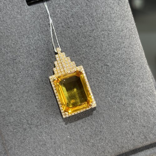 珠宝密语18k金黄色蓝宝石吊坠
