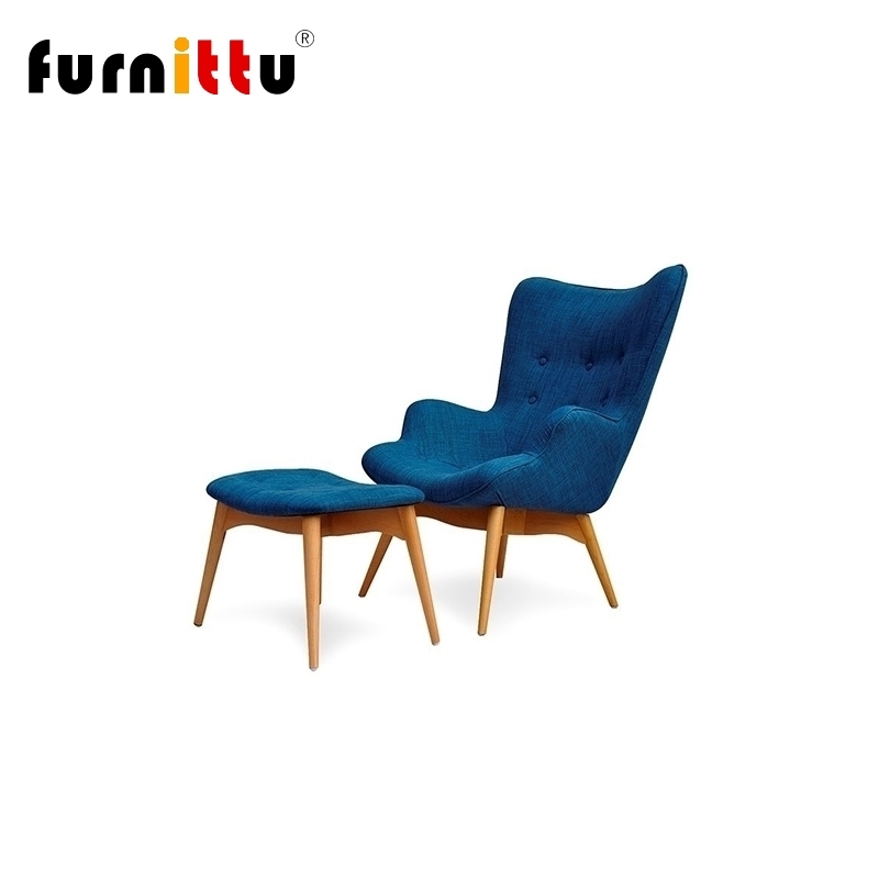 furnittu布艺实木轮廓椅