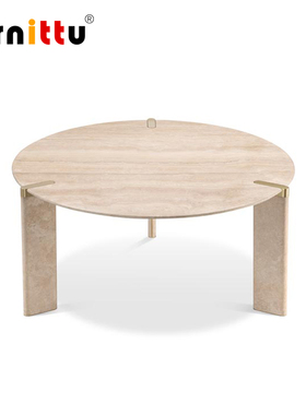 furnittu设计师家具Ghidini样板间客厅大理石 Ottanta 圆形餐桌