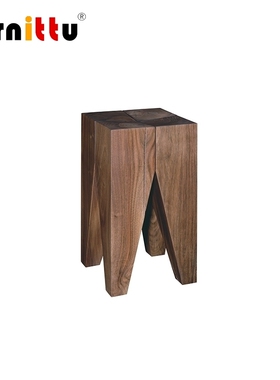 furnittu实木 设计师家具 solid wood stool臼齿胡桃木橡木矮凳
