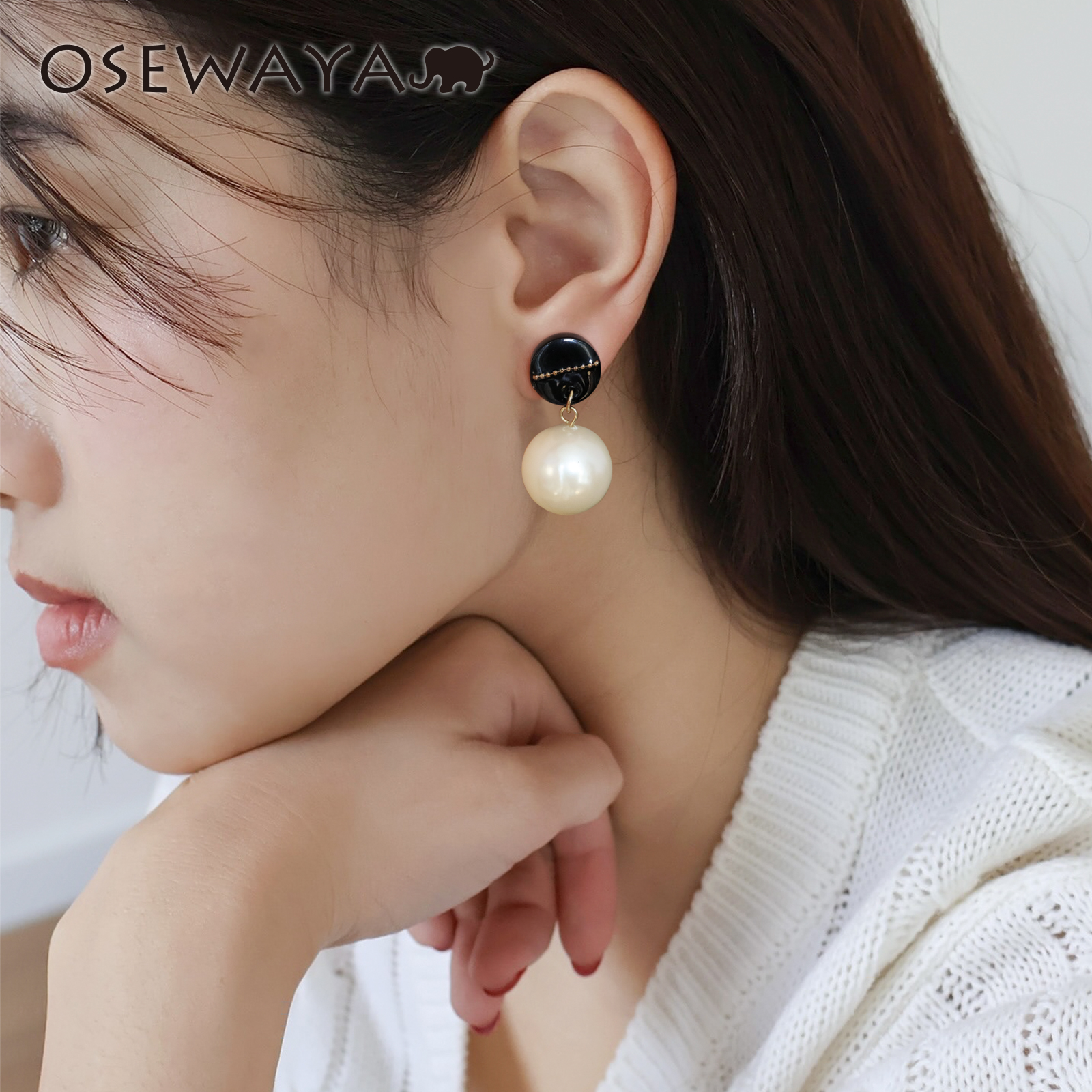 OSEWAYA耳钉女日系仿珍珠气质高级感耳饰秋冬新款复古耳饰品