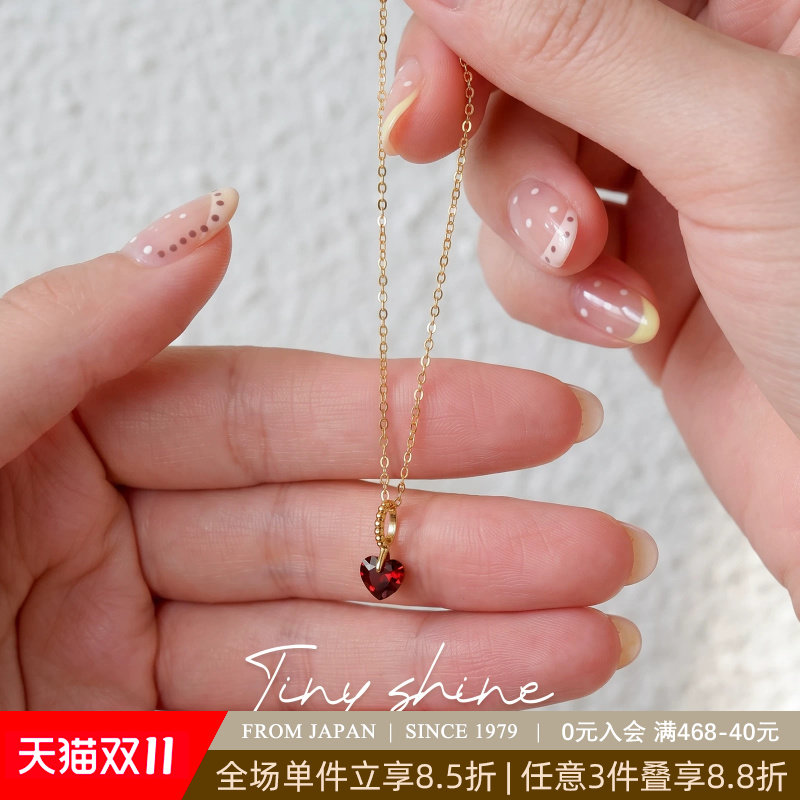 OSEWAYA锁骨链甜美小巧爱心颈链女款可爱红色心形百搭S925银项链