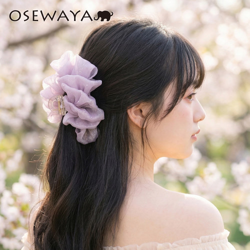 OSEWAYA轻奢网纱蝴蝶结鲨鱼夹