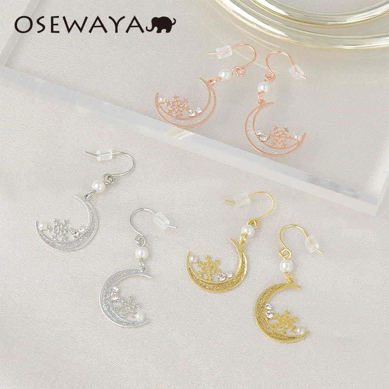 OSEWAYA少女可爱月亮雪花耳环