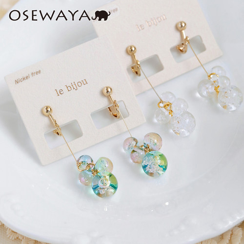 OSEWAYA小气泡露珠长款透明耳环