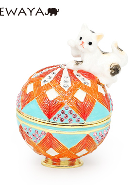 OSEWAYA日本Picals首饰盒足鞠猫耳环戒指珠宝饰品收纳盒结婚礼物