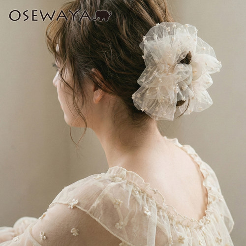 OSEWAYA日系甜美网纱鲨鱼夹