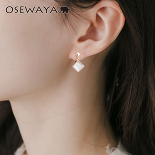 OSEWAYA耳夹无耳洞女耳扣简约小巧方块气质新款 潮耳饰高级感耳环