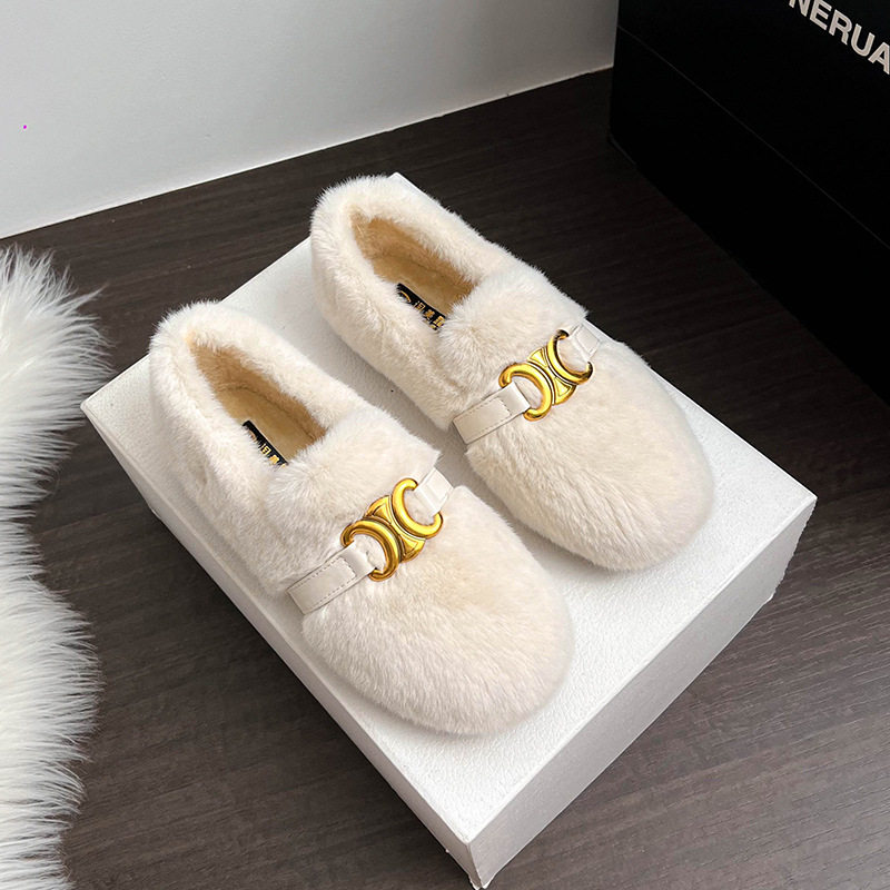 一脚蹬毛毛鞋女冬季外穿2025新款小香风女鞋雪地靴保暖棉鞋豆豆鞋,女鞋,时尚雪地靴,淘宝优惠券,粉丝福利购,淘宝优惠卷