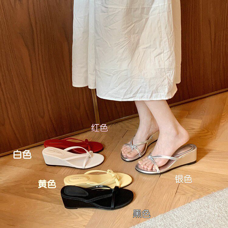 【葡萄妈同款现】6cm坡跟拖~厚底夹趾人字拖女凉拖鞋夏季外穿