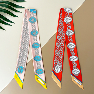 新款桑蚕丝长条丝巾女百搭发带腰带绑包飘带春秋简约气质装饰领巾