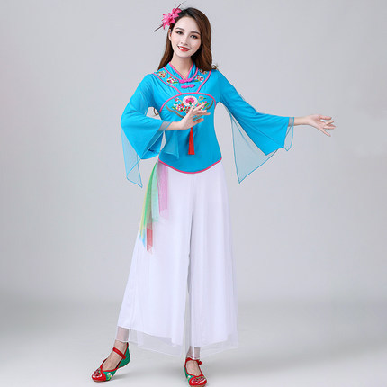 古典绣花广场舞服装扇子舞演出服