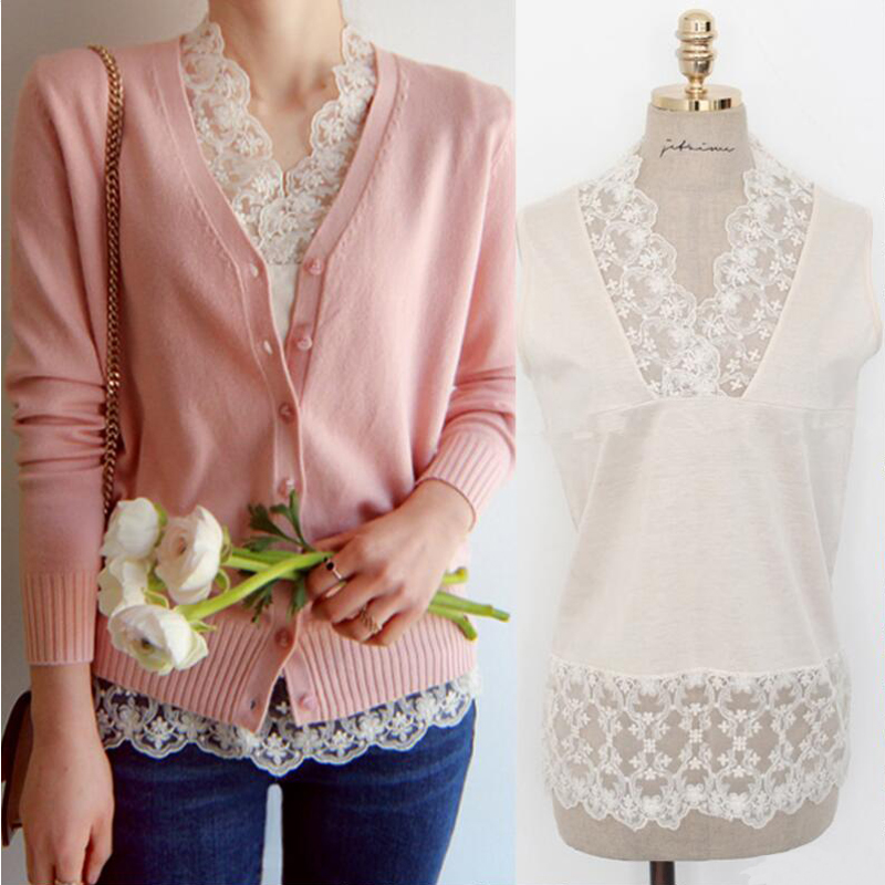 半透感内搭蕾丝背心小衫