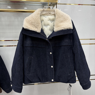 正品2025新款时尚毛领休闲显瘦百搭洋气减龄冬装牛仔羽绒服外套女