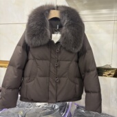 气质减龄狐狸毛领羽绒服女短款 加厚白鸭绒外套高级感冬季 保暖