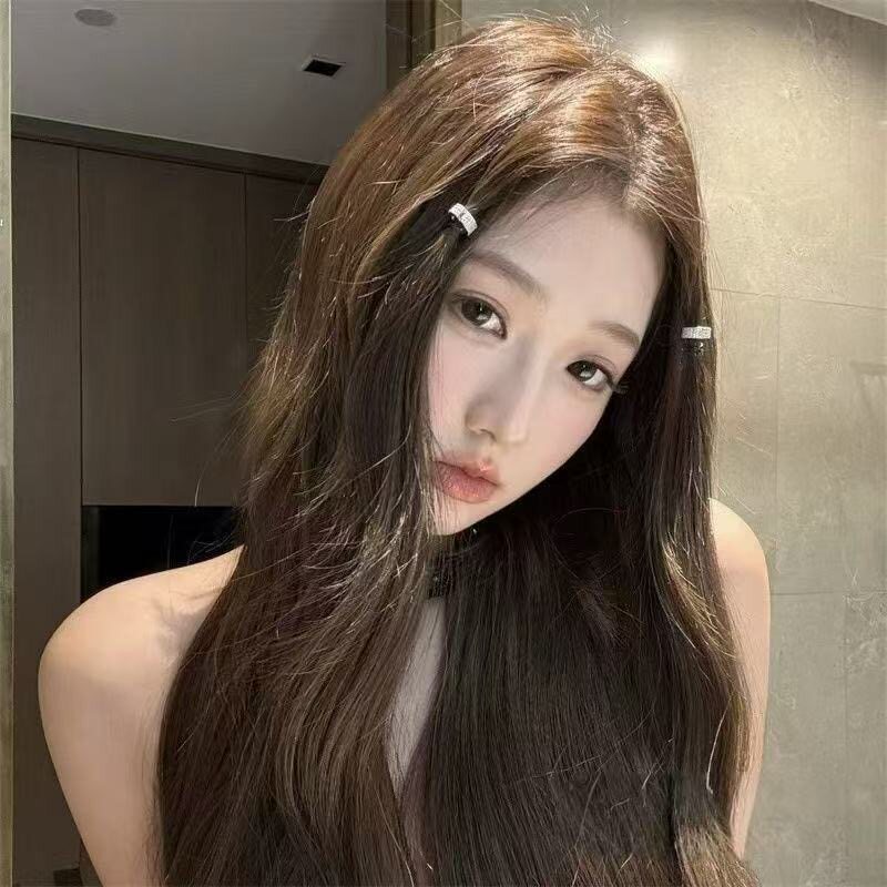 韩系银色仿水钻不掉色圆形发扣
