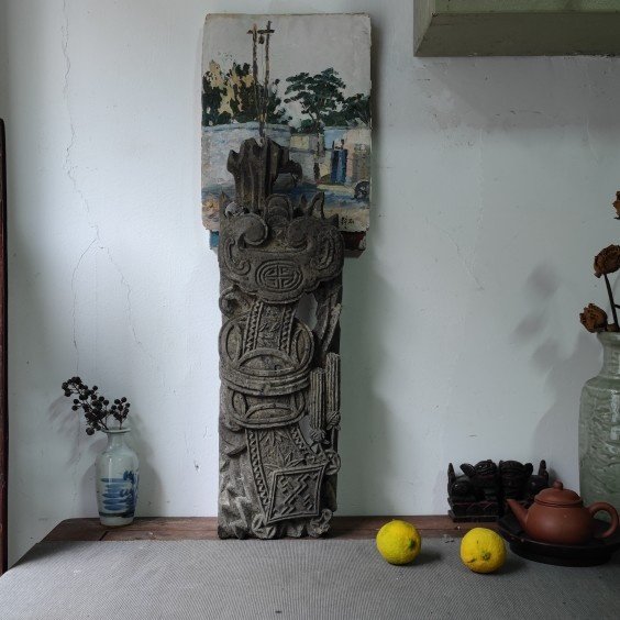 清代江南苏作砖雕如意铜钱老物件古董艺术空间案头摆件6976