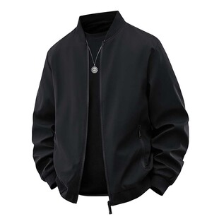 保罗男款长袖夹克春秋款纯色宽松休闲潮牌秋季新款百搭帅气外套