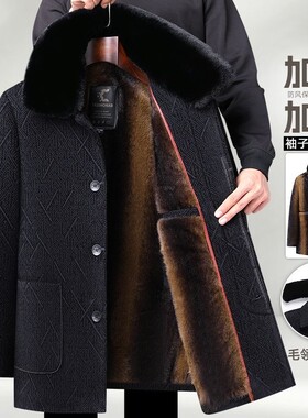 冬季爸爸装中长款毛呢大衣