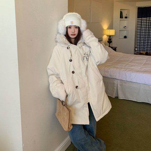 橘子树在哪儿毛领连帽派克棉服