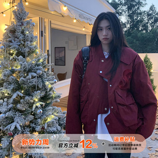 橘子树在哪儿小众不规则飞行服夹棉外套女春秋设计感美式 夹克 工装