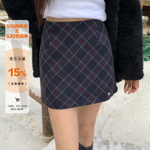橘子树在哪儿韩系格纹毛呢半身裙