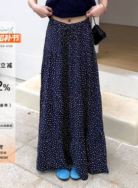 橘子树在哪儿韩系碎花半身裙女春秋款设计感显瘦气质百搭a字裙子