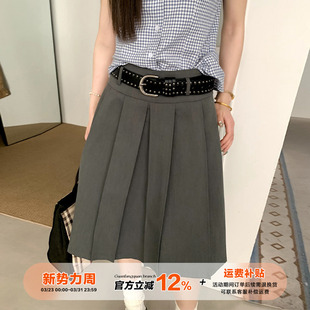 橘子树在哪儿复古百褶西装 高腰显瘦百搭五分a字裙子 半身裙女春季
