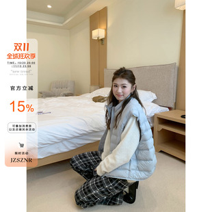 OTee韩系排骨羽绒马甲外套女冬季保暖防风叠穿显瘦无袖马夹橘子树
