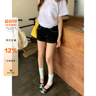橘子树在哪儿复古明线牛仔短裤女夏季设计感辣妹女团直筒显瘦热裤