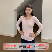 纯欲风收腰显瘦内搭打底衫 橘子树在哪儿韩系亨利领长袖 t恤女秋季