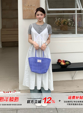 【清仓价】橘子树在哪儿纯欲风白色吊带连衣裙女夏叠穿显瘦长裙