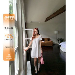 橘子树在哪儿韩系波点短袖连衣裙女夏纯棉设计感甜美宽松显瘦裙子