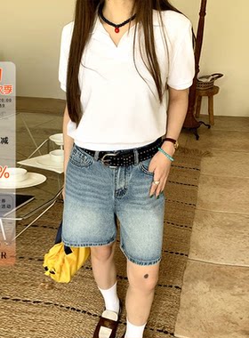 橘子树在哪儿美式复古五分牛仔裤