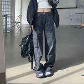 复古宽松低腰中性风休闲裤 橘子树在哪儿美式 女秋季 裤 水洗做旧工装