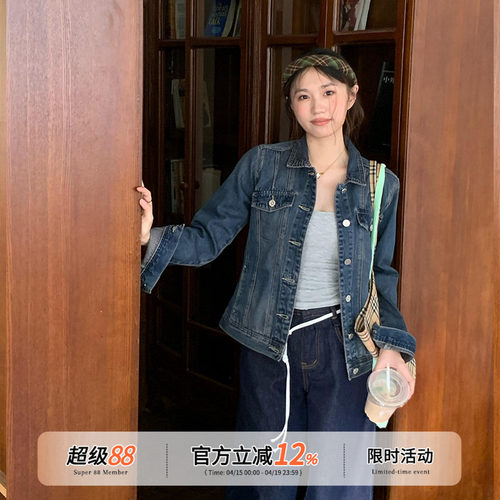橘子树在哪儿复古正肩软牛仔外套
