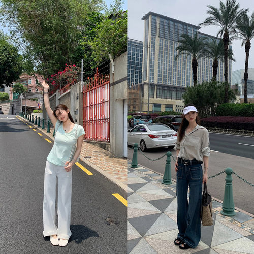 【清仓价】水洗微喇牛仔裤女夏