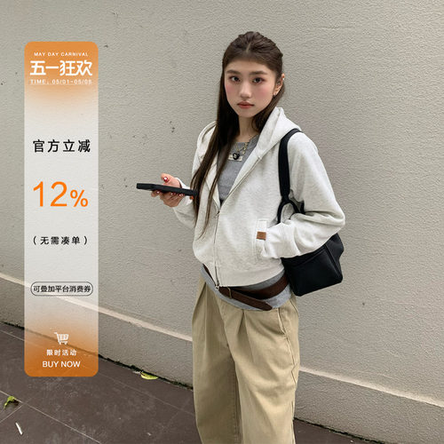 橘子树在哪儿短款连帽卫衣外套女