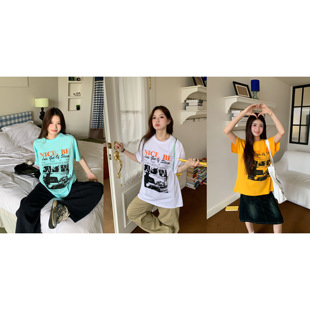 复古印花短袖 橘子树在哪儿美式 t恤女夏纯棉oversize宽松百搭上衣