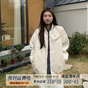 橘子树在哪儿美式 高街刺绣字母飞行服外套女春秋宽松情侣百搭夹克