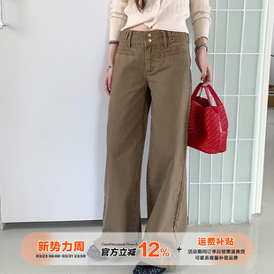 女秋重磅百搭双扣裤 复古直筒牛仔裤 橘子树在哪儿美式 子 限时价