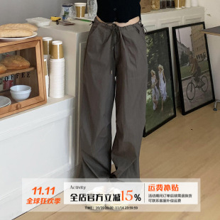 限时价 女夏季 橘子树在哪儿美式 裤 垂感阔腿长裤 复古降落伞工装