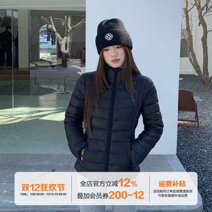 橘子树在哪儿黑色立领排骨羽绒服女冬季 轻薄保暖收腰显瘦气质外套